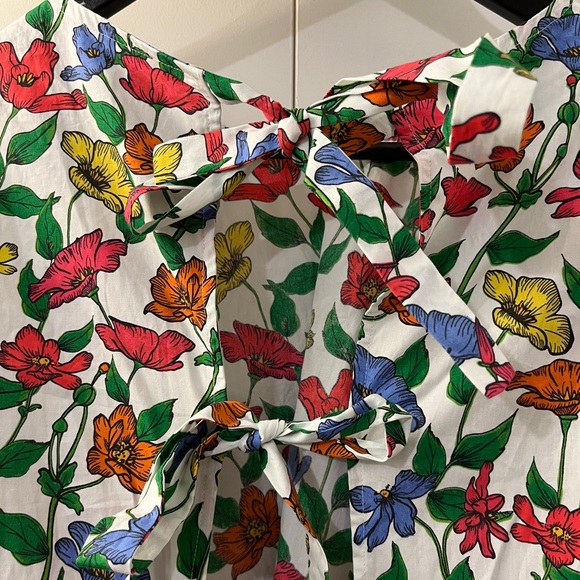 Zara Basics Floral Print Crop Poof Sleeve Bow Back Blouse. Size Small. - Picture 3 of 10